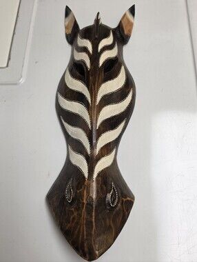 🇿🇦 🦓 Cost Plus World Market Wood African Zebra Mask